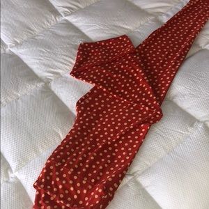 Orange red polkadot lularoe leggings
